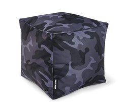 Green Bean © Zitzak Hocker 40x40x40cm met EPS korrel vulling - Lage zitpoef of zitzak - voor Kinderen en Volwassenen - Zwart Camoflage