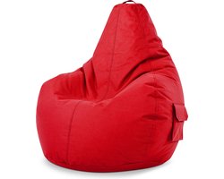 Green Bean © zitzak met rugleuning 80x70x90cm - gaming stoel met 230l vulling - knuffelachtig, zacht & wasbaar - Rood