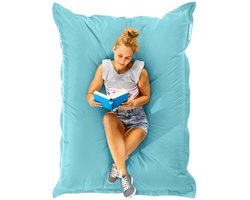 Green Bean® Zitzak "Square" XXL 140x180cm met 380 liter EPS-korrels - Reuze Zitzak voor Kinderen en Volwassenen - Aquamarijn