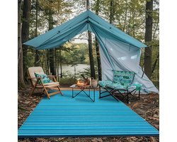 Green Decore Lichtgewicht omkeerbare vlekbestendige kunststof outdoor tapijt wever, turqoise blauw groen, 270cmx360cm - ShopVlot
