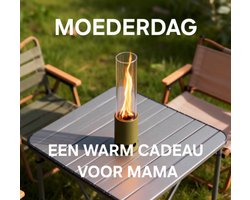 Green Flame MOEDERDAG AANBIEDING - Pellet Outdoor Tafelvuur - Outdoor Table Heater - Tafelhaard voor buiten - Pellet Tafel Haard - Staande Haard - Pellet Windlicht - Feu de Table Extrérieur - Olive Green