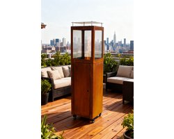 Green Flame !!!WEEKAANBIEDING!!! BPH-003-C - Outdoor Pellet Terrasheater - Cortenstaal - Verrijdbaar - Pellet Terrasheater - Pellet Terrasverwarming - !!!ONDERSCHEIDEND IN KWALITEIT!!!