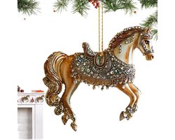 Green Glow - Kerst Paarden Decoraties 2D Acryl Beeldje voor Binnenshuis - Vakantie Decoratie voor Vrouwen en Meisjes - Kerstversiering Paard Hanger voor Tafel, Wand en Raam