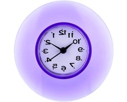 Green Glow - Mini wandklok met zuignap voor badkamer - Waterdicht - Grote cijfers - Paars