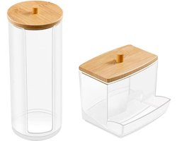 Green Glow - Opbergdoos Kaptafel Organizer voor Wattenstaafjes, Wattenschijfjes en Katoenen Ballen