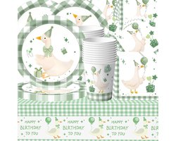 Green Goose 61-delige partyserviesset, decoratie voor dierenverjaardagsfeesten, tafelkleden, papieren bekers - ShopVlot