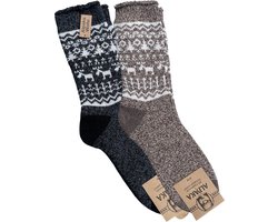 green-goose® Alpaca Sokken | 2 Paar | 100% Alpaca Wol | Bruin/Grijs | Maat 43-46 | Heerlijk Warm en Rekbaar