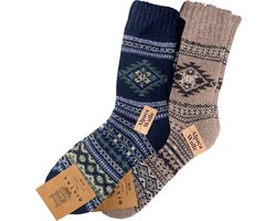 green-goose® Alpaca Sokken | Heren | Blauw, Grijs | 2 Paar | 95% Alpaca Wol | Maat 39-42 | Heerlijk Warm en Rekbaar