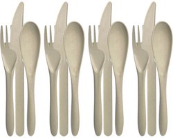 green-goose® Bio-based Bestek - 4 Sets - Creme - Duurzaam Bioplastic Bestek voor School, Picknick, Vakantie, Camping - Vaatwasserbestendig - 100% biologisch afbreekbaar tarwegras - BPA-vrij