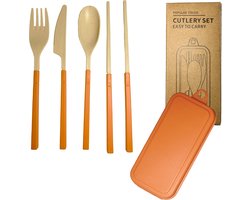 green-goose® Bio-based Bestekset | Campingbestek | Oranje | Opvouwbaar | Vaatwasserbestendig
