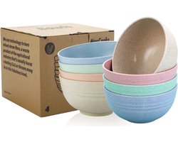 green-goose® Bio-based Set Kommen | 8 Stuks | Blauw, Roze, Groen en Creme | 12x6x5 cm | Vaatwasserbestendig | Ideaal voor Camping, Vakantie, Picknick