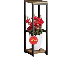 Green Harmony Plantenstandaard 2 niveaus 80 cm Moderne Hoekplantenstandaard Metaal Hout Kamerplanten Bloempothouder Plank Displayrek 2 Green Harmony - Plantentafel 1.0