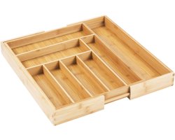 GreenBlue - 2 stuks Bestekhouder - Bestekbak - Opbergbak - uitschuifbare bamboe - 325-500x430x45mm - GB379