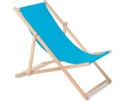 GreenBlue GB183 - strandstoel - Houten ligstoel Beukenhout Drie verstelbare rugleuningposities Lichtblauw