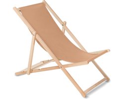 GreenBlue GB183 strandstoel -opvouwbare ligstoel van beukenhout, zonder armleuningen, ligstoel, tuinligstoel, lichtbruin