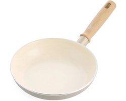 GreenChef Nordics keramische inductie koekenpan 20 cm - PFAS-vrij - Inductie pan - Vaatwasserbestendig - Ovenbestendig tot 160°C - keramische anti-aanbaklaag - Zonder deksel - Koelgreep - Crème