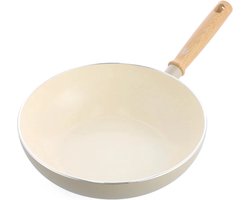 GreenChef Nordics keramische inductie wokpan zonder deksel 28cm/3.7L - PFAS-vrij - Inductie pan - Vaatwasserbestendig - Ovenbestendig tot 160°C - keramische antiaanbaklaag - Koelgreep - Crème