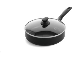 GreenChef Prime keramische inductie hapjespan met deksel 24cm - 2.65L - PFAS-vrij - Inductie pan - Vaatwasserbestendig - Ovenbestendig tot 160°C - keramische antiaanbaklaag - Gerecylceerd aluminium - Zwart