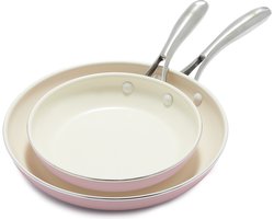 GreenLife Artisan Koekenpannenset 2-delig - 20/26cm - PFAS-vrije antikleeflaag - Pannenset inductie - Keramische pan - Ovenbestendig tot 220°C - Roze