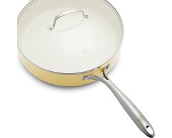 GreenLife Artizan Sauteerpan met antiaanbaklaag 30 - incl. deksel - inductie - anti-aanbak - PFAS-vrij - geel