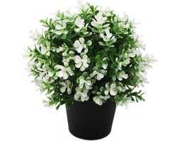 Greenmoods Kunstplant Klavertje vier - Oxalis tetraphylla - Nep plant - Sterk UV bestendig - 1 Stuk - 22cm - Wit