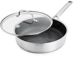 GreenPan Apex Hapjespan -24cm - Honinggraat - Keramisch - PFAS-vrij - Inductie hapjespan - Ovenbestendig tot 220°C - Vaatwasserbestendig - RVS handgrepen – Roestvrijstaal