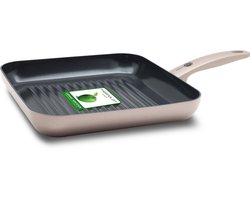 GreenPan Cambridge Grillpan 28x28cm – PFAS-vrije antikleeflaag – Grillpan inductie – Keramische koekenpan - Ovenbestendig tot 180°C - Koudgrepen - Brons