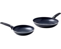 GreenPan Cambridge Koekenpannenset 2-delig - 20/28cm - PFAS-vrije antikleeflaag - Pannenset inductie - Keramische pan - Ovenbestendig tot 180°C - Koudgrepen - Zwart