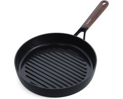 Greenpan Eco-Smartshape keramische inductie grillpan 28cm - PFAS-vrij - gerecycleerd aluminium - Vaatwasserbestendig - Ovenbestendig tot 140°C - koudgreep - stapelbaar - zonder deksel - Dark wood