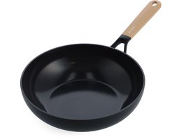 Greenpan Eco-Smartshape keramische inductie wokpan 28cm - 3.69L - PFAS-vrij - gerecycleerd aluminium - Vaatwasserbestendig - Ovenbestendig tot 140°C - koudgreep - stapelbaar - zonder deksel - Light wood