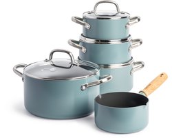 GreenPan Mayflower pannenset - 5-delig - lichtblauw - inductie - PFAS-vrij