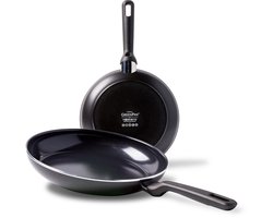 GreenPan Memphis 2-delige keramische anti-aanbak koekenpannenset - 24 en 28 cm - inductie pannenset - inductie koekenpan - ovenbestendig tot 160°C - vaatwasserbestendig - koelgrepen - zonder deksels - PFAS-vrij