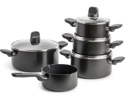 GreenPan Memphis 9-delige keramische anti-aanbak kookpannenset - inductie pannenset - inductie kookpan - 16,18,20 en 24cm - ovenbestendig tot 160°C - vaatwasserbestendig - koelgrepen - met deksels - PFAS-vrij