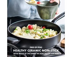 GreenPan Memphis keramische anti-aanbak hapjespan 28 cm - 4.2l - inductie pan - inductie hapjespan - ovenbestendig tot 160°C - vaatwasserbestendig - koelgrepen - met glazen deksel - PFAS-vrij