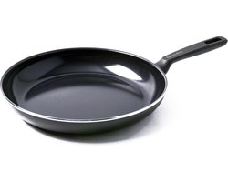 Greenpan Memphis Keramische Anti-aanbak Koekenpan 24 cm - PFAS vrij - Inductie Koekenpan - Ovenbestendig tot 160 graden - Koudgreep - Zwart