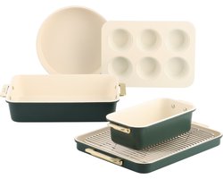 GreenPan Padova Reserve Bakeware 6-delig - PFAS-vrije antikleeflaag - Keramische bakvorm - Ovenbestendig tot 230°C - Groen