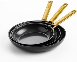 GreenPan Padova Reserve Black Gold 3-delige koekenpannenset - 20,24 en 28cm -PFAS-vrij