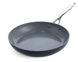 GreenPan Valencia Pro Aluminium Koekenpan 28cm - PFAS-vrije antikleeflaag - Koekenpan inductie - Keramische koekenpan - Ovenbestendig 220°C - RVS handgrepen - Grijs