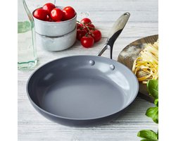 GreenPan Valencia Pro Aluminium Koekenpan Ø28 cm - PFAS-vrij - inductie - Ovenbestendig 220 graden - Vaatwasserbestendig - RVS handvaten - Grijs