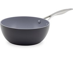 Greenpan Venice Pro Aluminium Chef's Pan Ø 20cm - 2L – PFAS-vrij - Inductie – Ovenbestendig tot 220°C – Vaatwasserbestendig – Snelle opwarming – RVS handgrepen - Zwart