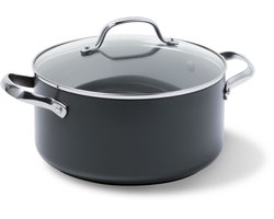 Greenpan Venice Pro Aluminium Kookpan Ø 20cm - 3.1L – PFAS-vrij - Inductie – Ovenbestendig tot 220°C – Vaatwasserbestendig – Snelle opwarming – RVS handgrepen - Zwart
