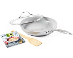 GreenPan Venice Pro Evershine 3-delige set - koekenpan 28cm met deksel - spatel - healthy cravings kookboek - PFAS-vrij