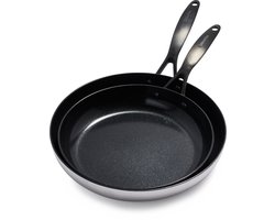 GreenPan Venice Pro Noir Koekenpannenset 2-delig - 26/30cm - PFAS-vrije antikleeflaag - Pannenset inductie - Keramische pan - Ovenbestendig tot 220°C - Zilver