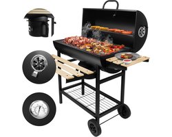 Gregman Roast 80 Houtskool BBQ - Grote Tuingrill met Deksel - Thermometer & Zijplanken - Verstelbare Luchtregeling - Zwart