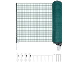 Grenshek 25x1,2 m, PE Weidehek, Draagbaar Hekwerk met Dubbele Puntpalen en Scheerlijnen, Geschikt voor Honden, Kippen, Planten en Buitenruimtes Zoals Tuin en Camping