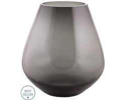 Grey - Grijs | Mondgeblazen glas | Ø20 x H22 cm | Windlicht