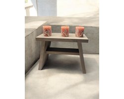 Grey wash - steigerhout krukje - robuust opstapje of bijzettafel - 40 x 30 x 20 cm