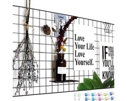 Grid Wand, DIY IJzeren Rooster voor Foto's, Prikbord, Fotowand, Decoratierooster voor Foto's en Memo's, om op te hangen in de Familiekamer, Keuken, Kantoor, enz.