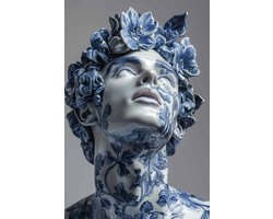 Griekse God Poster - God - Porselein - Mythologie - Unieke - Beeldhouwkunst - Goden - Avontuur - posters - formaat 50x70cm - Wanddecoratie - S4503