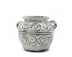 Griekse klei plantenpot met handvatten - crème 15 cm